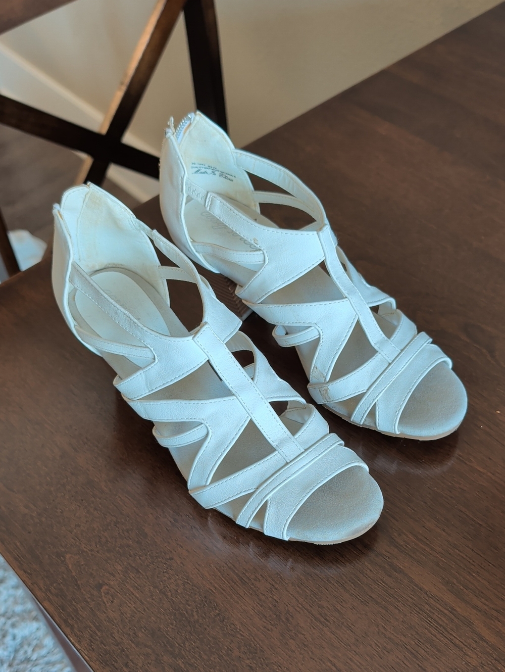 easy street White Strappy Heeled Sandals